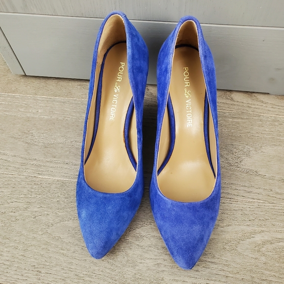 Pour La Victoire Blue Wedge Heels - Picture 2 of 8